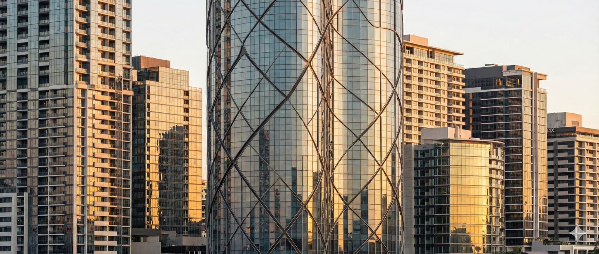 City skyline at golden hour